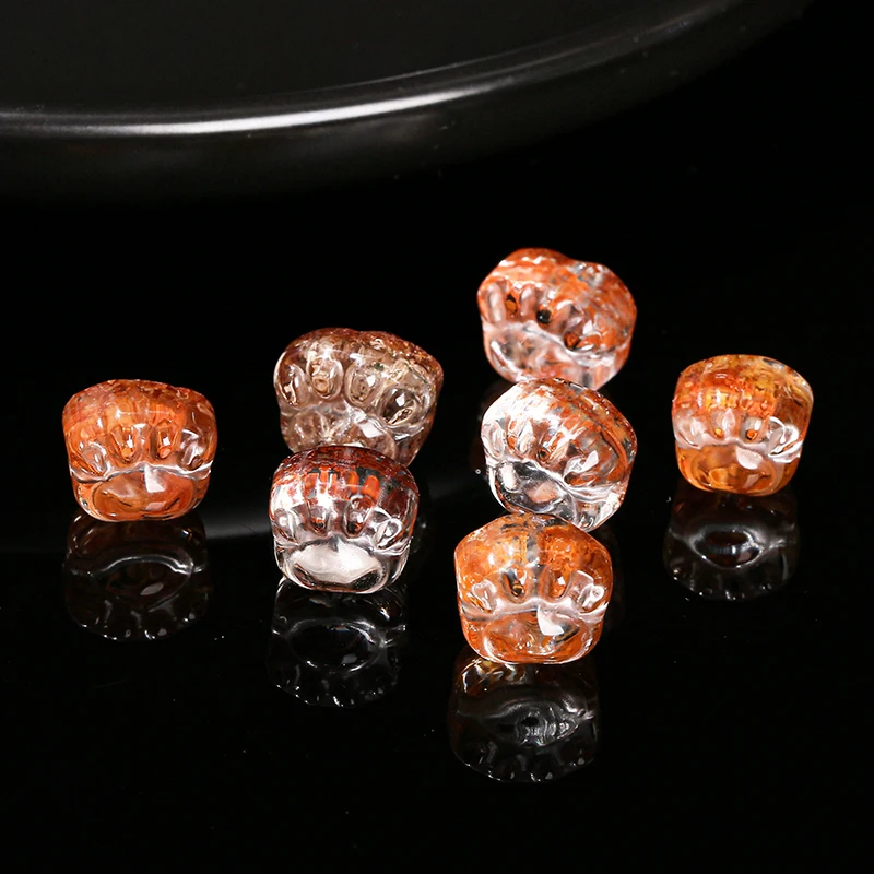 1 Pc Natural Stone Ghost Quartz Carved Cat Paw Shape Beads With Hole Pendant For Jewelry Making Diy Necklace Bracelet Accessory