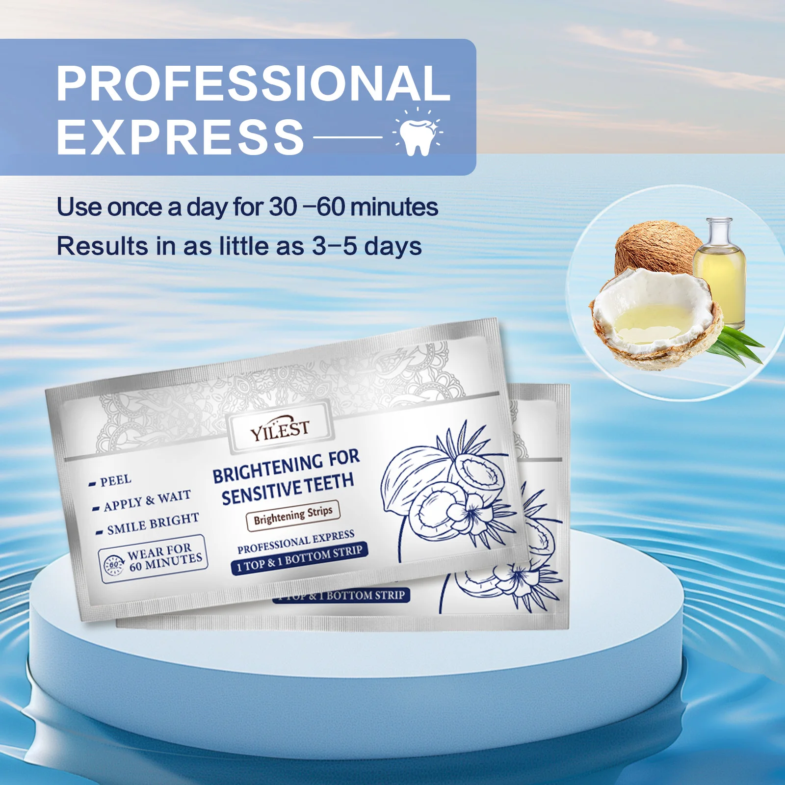 YILEST 14Pcs 치아 미백 스트립 - 민감한 치아에 부드럽고 밝게, 지저분함 없음 건조 스트립 기술, 노란색 얼룩과 싸움