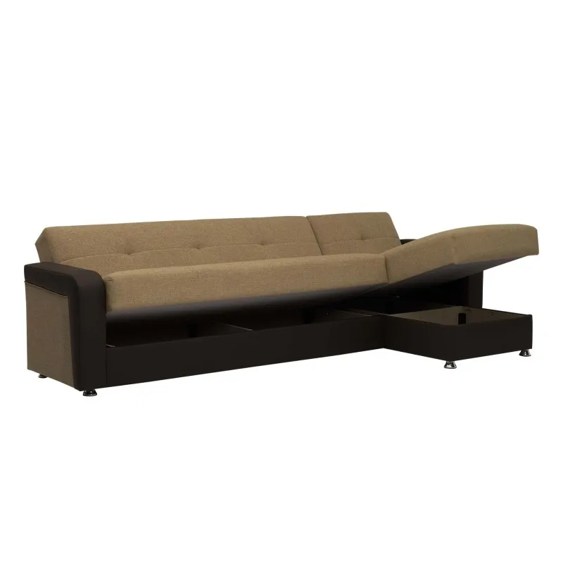 PrimeNest Concorde Collection Upholstered Convertible Chaise Lounge with Storage