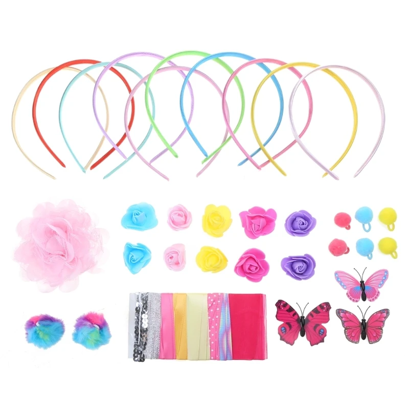 

Children's DIY Hairband Craft Set Multiple Combinations Flowers Hair Accessories