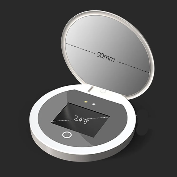 Miroir de beauté UV LED intelligent – Analyseur de peau de voyage portable pour femme, miroir de maquillage avec détection intelligente de la peau ​