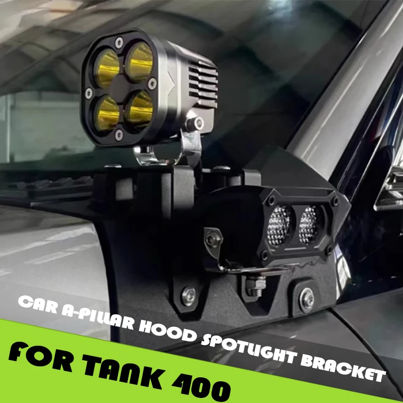 Car A-pillar Hood Spotlight Bracket Fit for Tank 400 Modified Auto Searchlight Fog Light Hood Plate Car Exterior Upgrade Parts