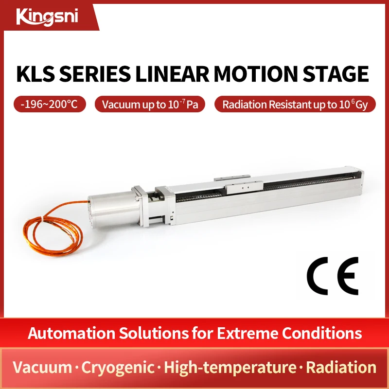 

Linear motion stage for extreme environments of cryogenic -196℃, high temperature +200℃,vacuum 1E-7Pa, radiation 1E6Gy stroke