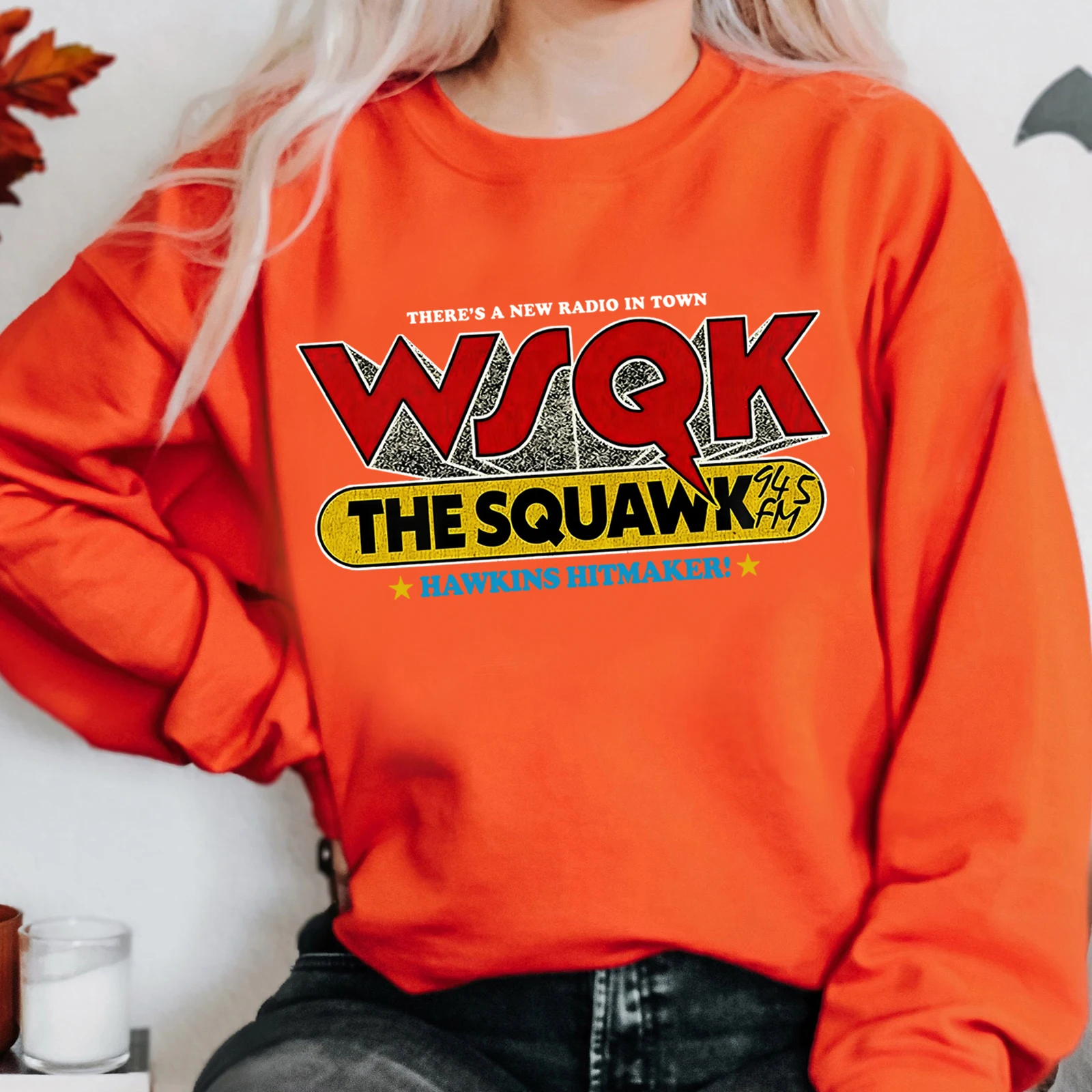 Wsqk the squawk 94.5 fm moletom homem mulher oversized harajuku o-pescoço manga longa moletom com capuz