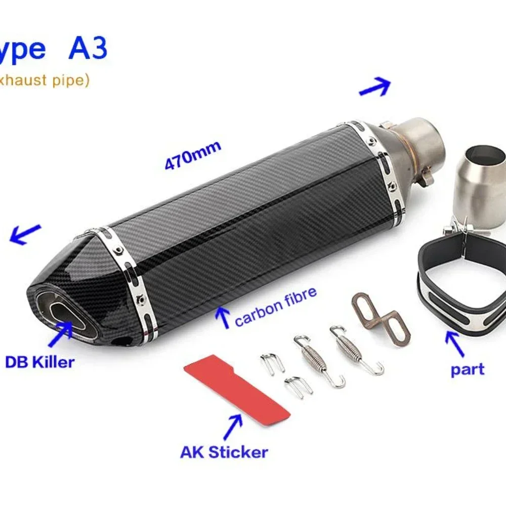 Tubo de escape da motocicleta 51 مللي متر com silenciador تعديل موتوكروس silenciador الفقرة Z400 250 R15 R3 sujeira دراجة الطرق غير الممهدة سكوتر