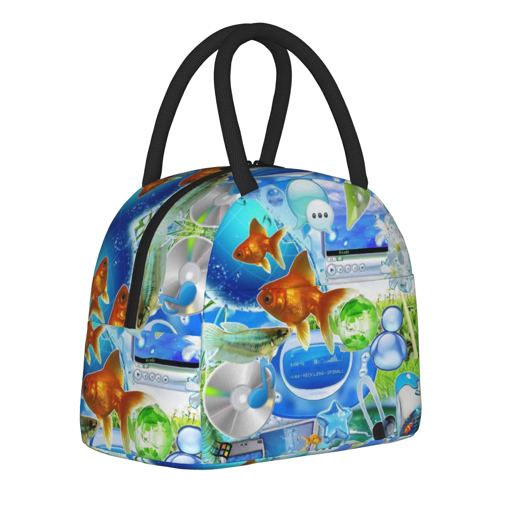 Insulated Lunch Tote Bag Frutiger Aero Art Vibes Scenery Y2K Fashion Cooler Thermal Lunch Storage Food Box Multifunction Work