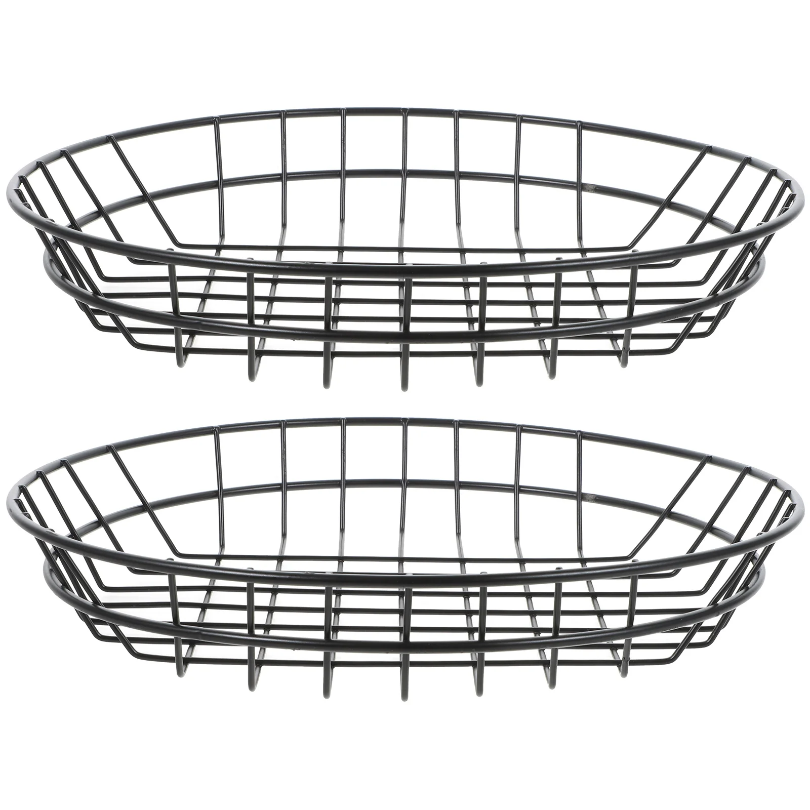 

2Pcs Iron Fruit Basket Hollow Design Large Capacity Snack Dessert Storage Basket for Kitchen Fast Food Serving