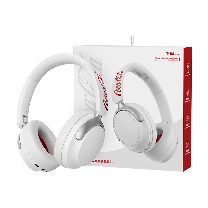Coca‑Cola T-68Lite Co‑branded Over‑Ear Headphones Bluetooth V6.0 Wired Wireless Dual Mode Headset with Built‑in Microphone