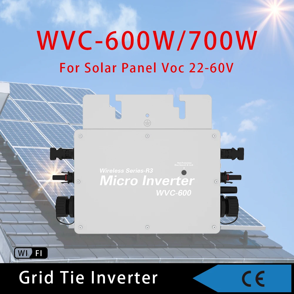 FARSUN Solar Inverter 600W 700W Pure Sine Wave MPPT On Grid Tie Inversor Ip65 for 120V/230V AC Micro Solar Panel Smart Inverter