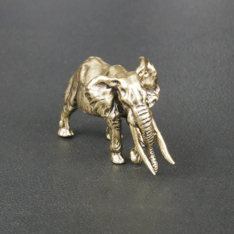 Antique Minature Mammoth Figurines Tea Pet Table Ornament Decorations Solid Copper Animal Crafts Home Decor Living Room
