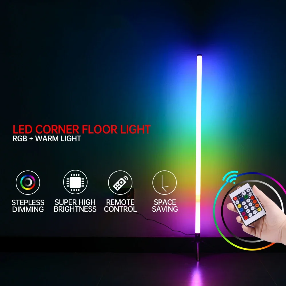 Lámpara de pie LED para sala de estar, fuente de alimentación USB, decoración de casas nórdicas, luces de suelo de atmósfera RGB + WW + CW