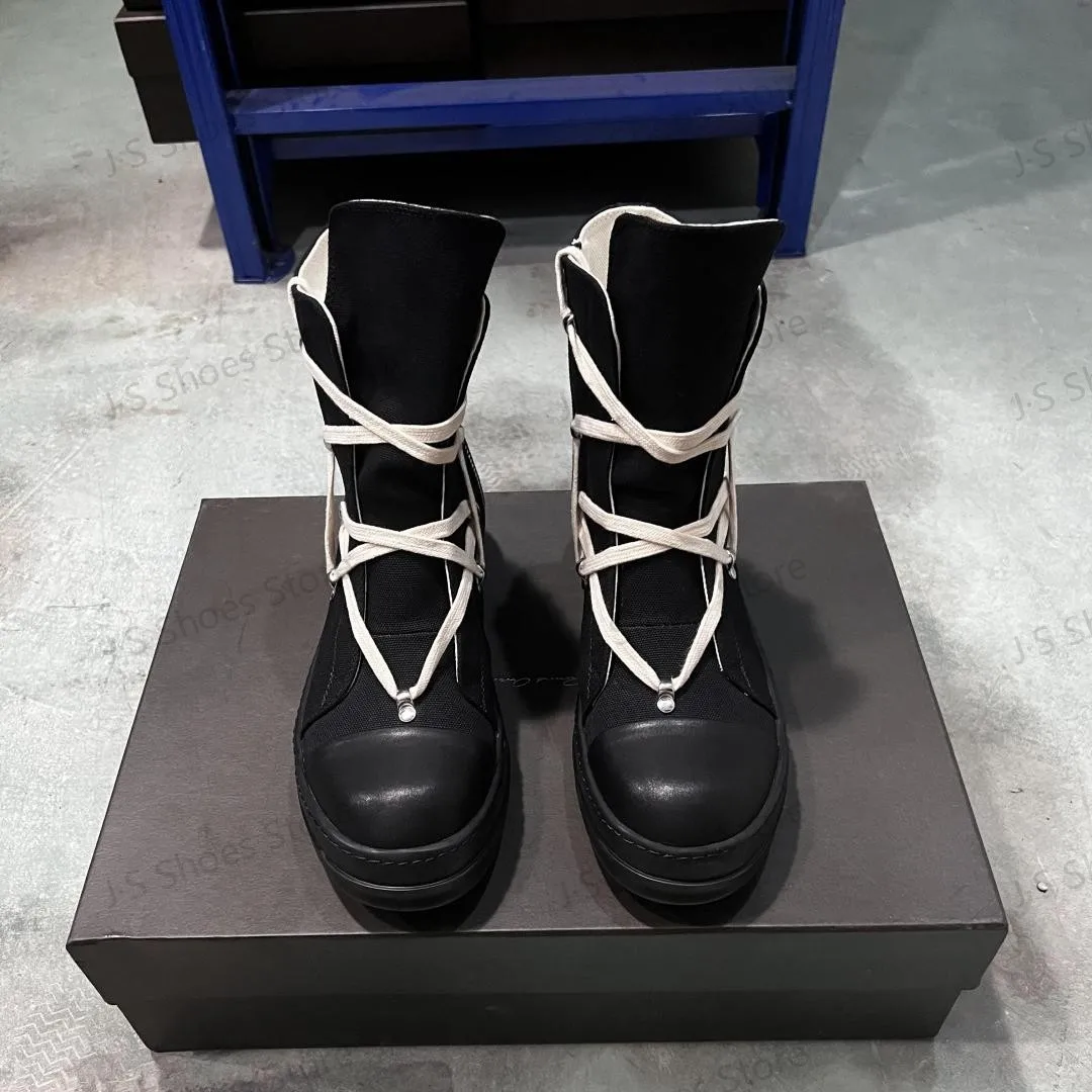 Ro Designer Luxury Casual Shoes Men Boots Women Sneaker High Top Shoe Geobasket Lace-up Zipper Black Canvas Classic Ankle Boot