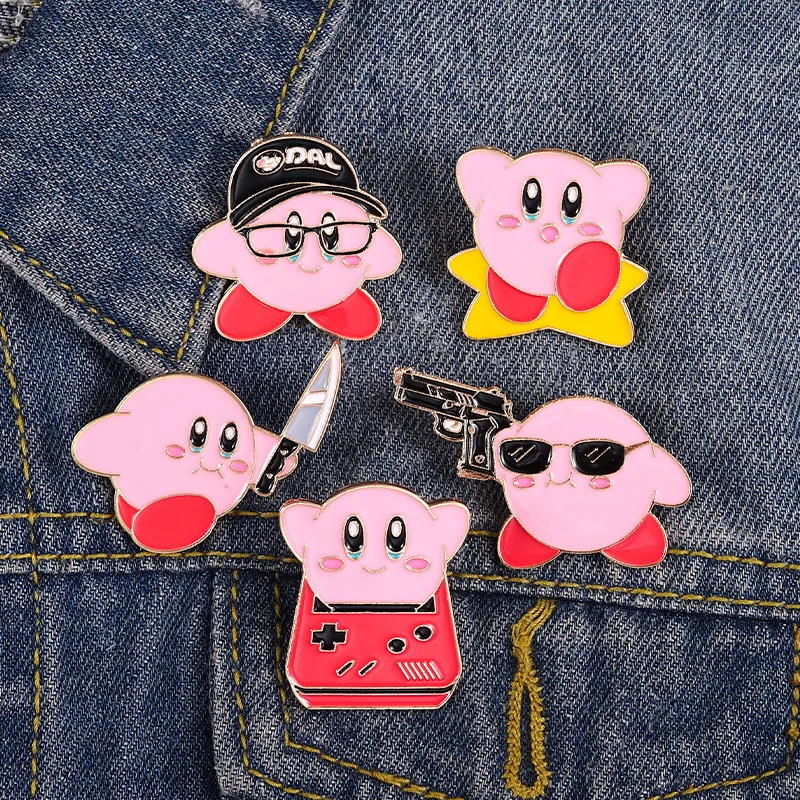 

Anime Games Kirbies Brooch Metal Enamel Pins Badge on Backpack Jeans Clothes Lapel Pins Fashion Jewelry Women Lady Girls Gift