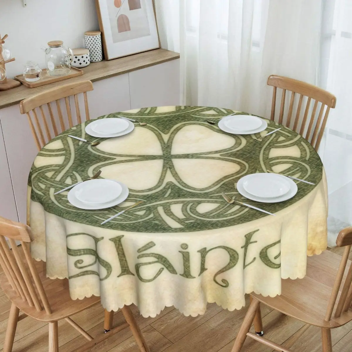 Custom  Oilproof Four Leaf Clover Blessing Lucky Table Cover Slainte Or To Your  Tablecloth for Dining 60 inches Table Cloth