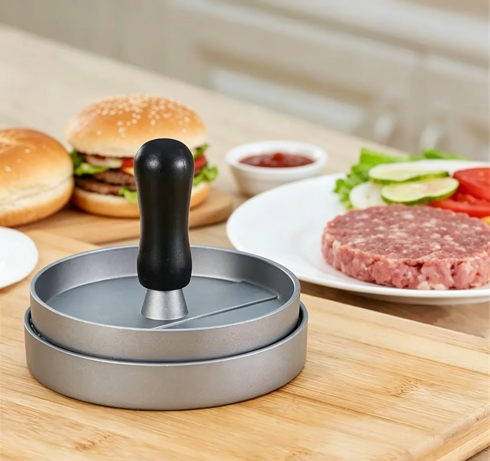Cetakan Patty Burger HTMCKHamb - Meat Patty Maker Press Manual ulasan dan harga