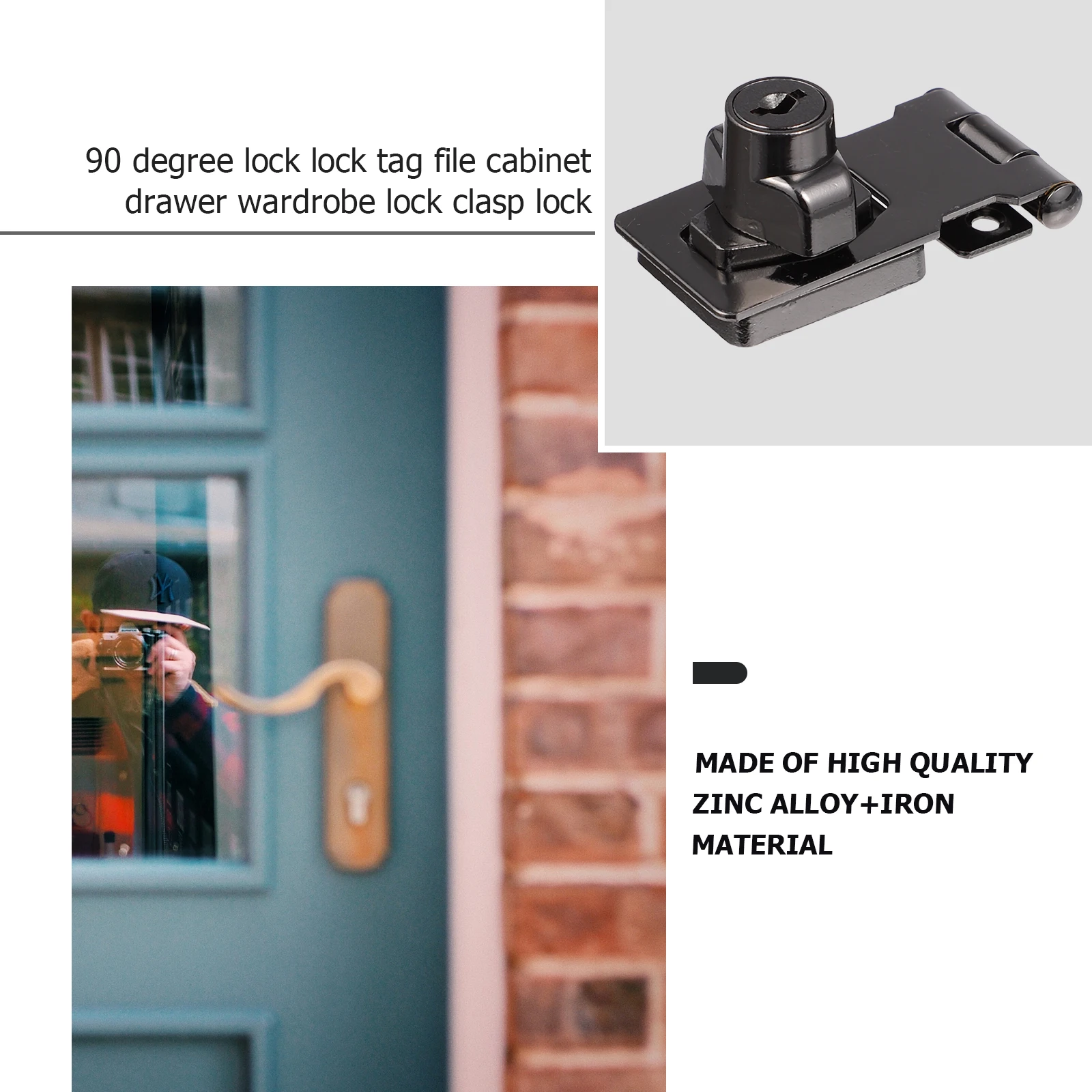 

2pcs Keyed Hasp Locks Sturdy Zinc Alloy for Furniture Door Drawer Easy Install Rotate 90 Degrees to Lock Baby