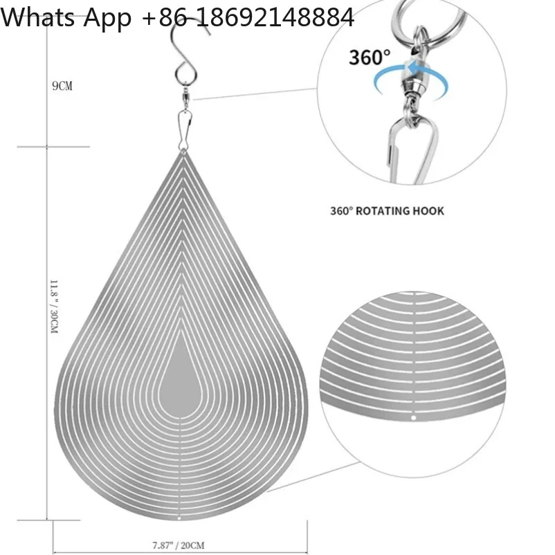 Mandala wind chime water drop stainless steel 3D rotation, factory direct sales