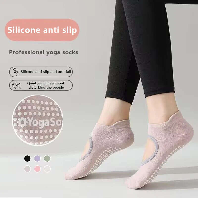 Women High Quality Pilates Socks Anti-Slip Breathable Backless Yoga Socks Ankle Ladies Ballet Dance Sports Socks for Fitness Gym