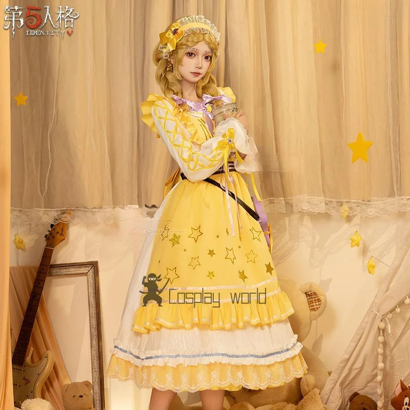 أنيمي لعبة الهوية الخامس تأثيري آن ليستر لعبة التاجر تأثيري حلي لامع فستان أصفر لوليتا الفتيات بدلة الهالوين