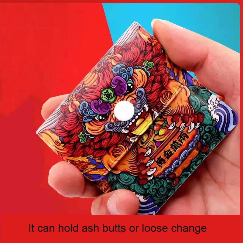 Eye-catching Cigarette Ashtray Bag Get Rich Dragon Mini Pocket Cigar Cigarette Outdoor Portable Cigarette Ashtray Ash Bag