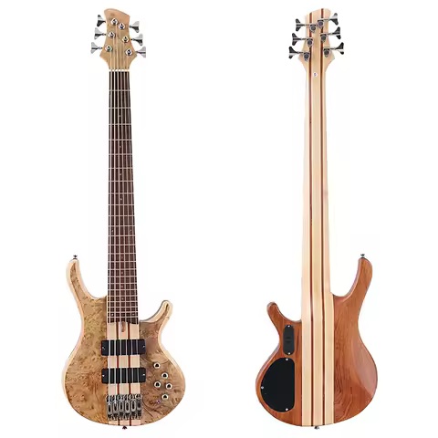 Active Electric Bass Guitar Tree Burl Top Neck Through 43 Inch 6 String 7 String Matte High Quality Bass