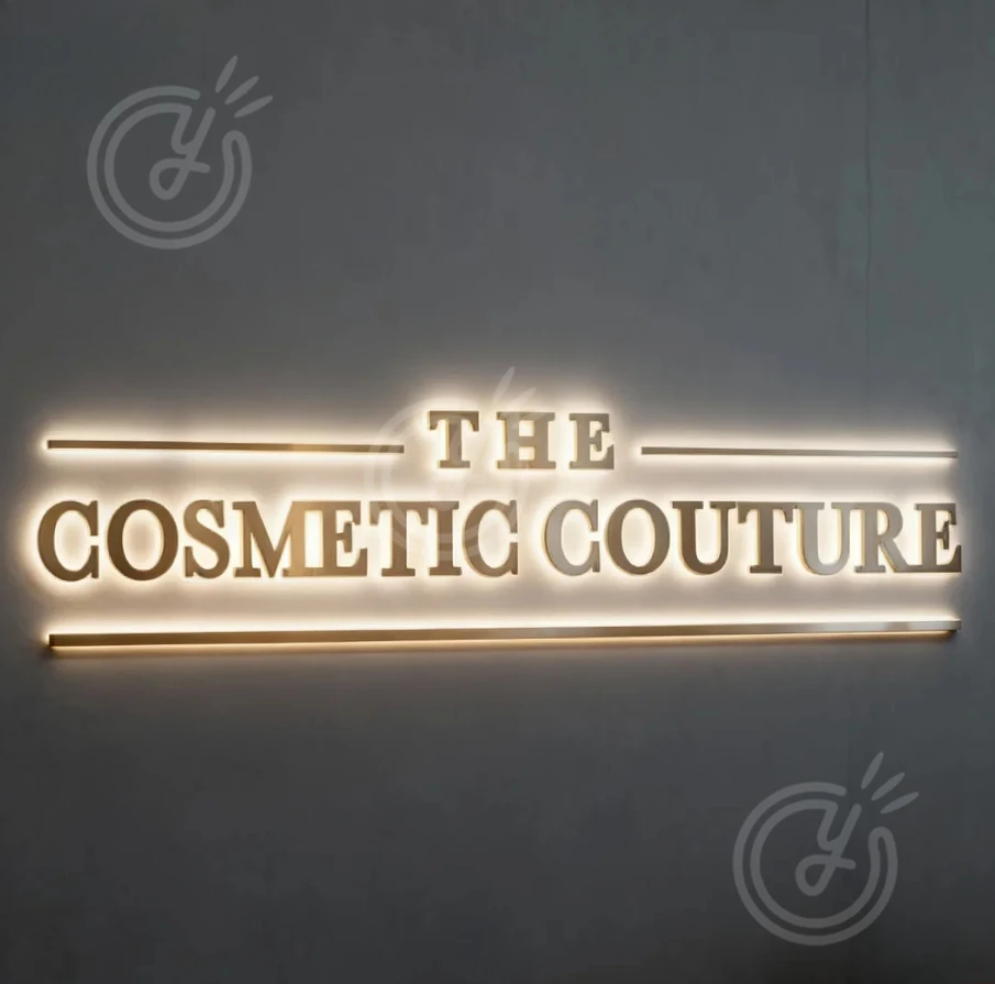 شعار مخصص تسجيل رسالة معدنية الخلفية للأعمال مضيئة صالون في الهواء الطلق LED لافتة Hangul Lightup الإعلان واجهة المتجر