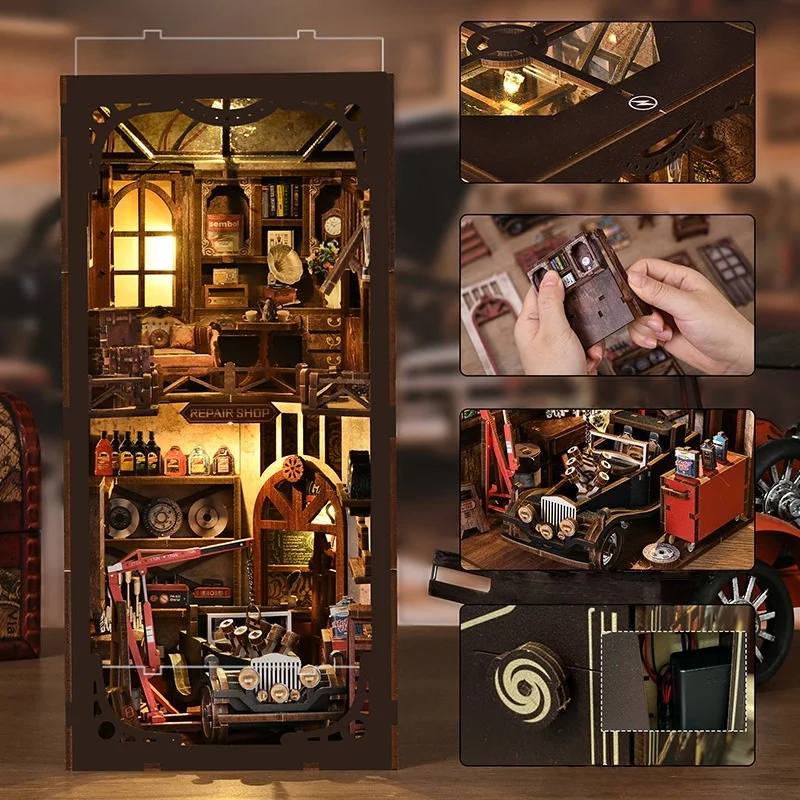 مجموعة منزلية صغيرة جديدة مصنوعة يدويًا لاستوديو المرآب -— نموذج ورشة عمل إصلاح ميكانيكية ثلاثية الأبعاد، ألعاب مكعبات بناء مبتكرة للبالغين #2