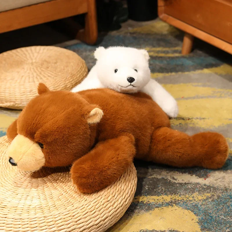 Kawaii Comfort Miękkie zwierzę Pluszowa poduszka do rzucania Niedźwiedź polarny Niedźwiedź brunatny Panda leżąca na wypchanej poduszce dla lalek Dekoracja pokoju — zdjęcie 6