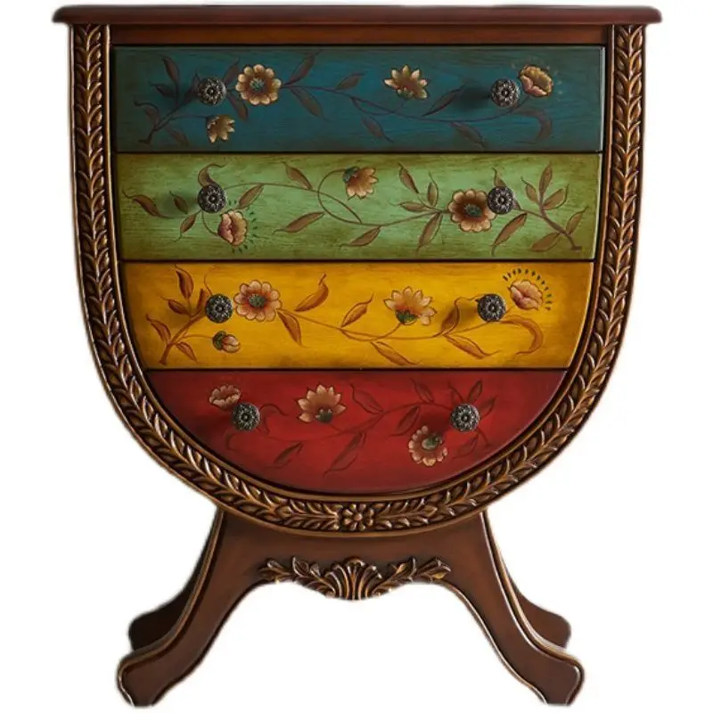 

American country art painted solid wood surface small entrance cabinet foyer cabinet 0.8 meters wide dining edge