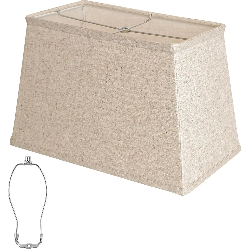 

square lamp shade, large beige linen lampshade, top 7"x12.5", bottom 9"x15", height 9.8", rectangular lamp shade with1 shade bra