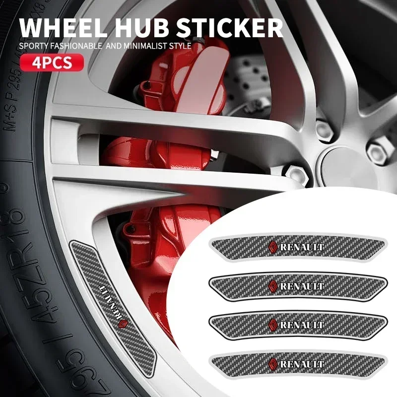 

Декоративные наклейки на колесные диски из углеродного волокна, 4 шт., для Renault Fluence, Scenic, Duster, Logan, Koleos, Kadjar