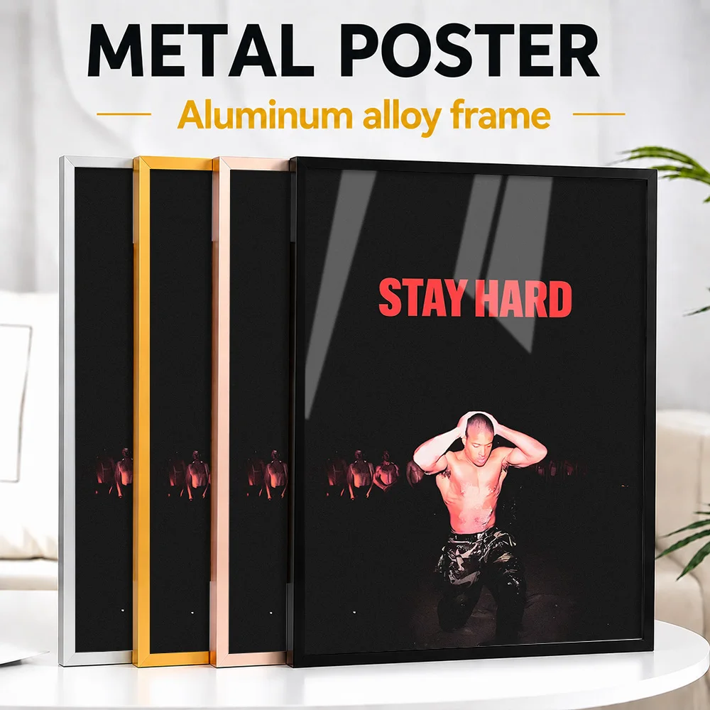 Stay Hard Motivational Image Framed Aluminum Metal Poster Customized Photo High Contrast Wisdom Style Wall Art For Home Office