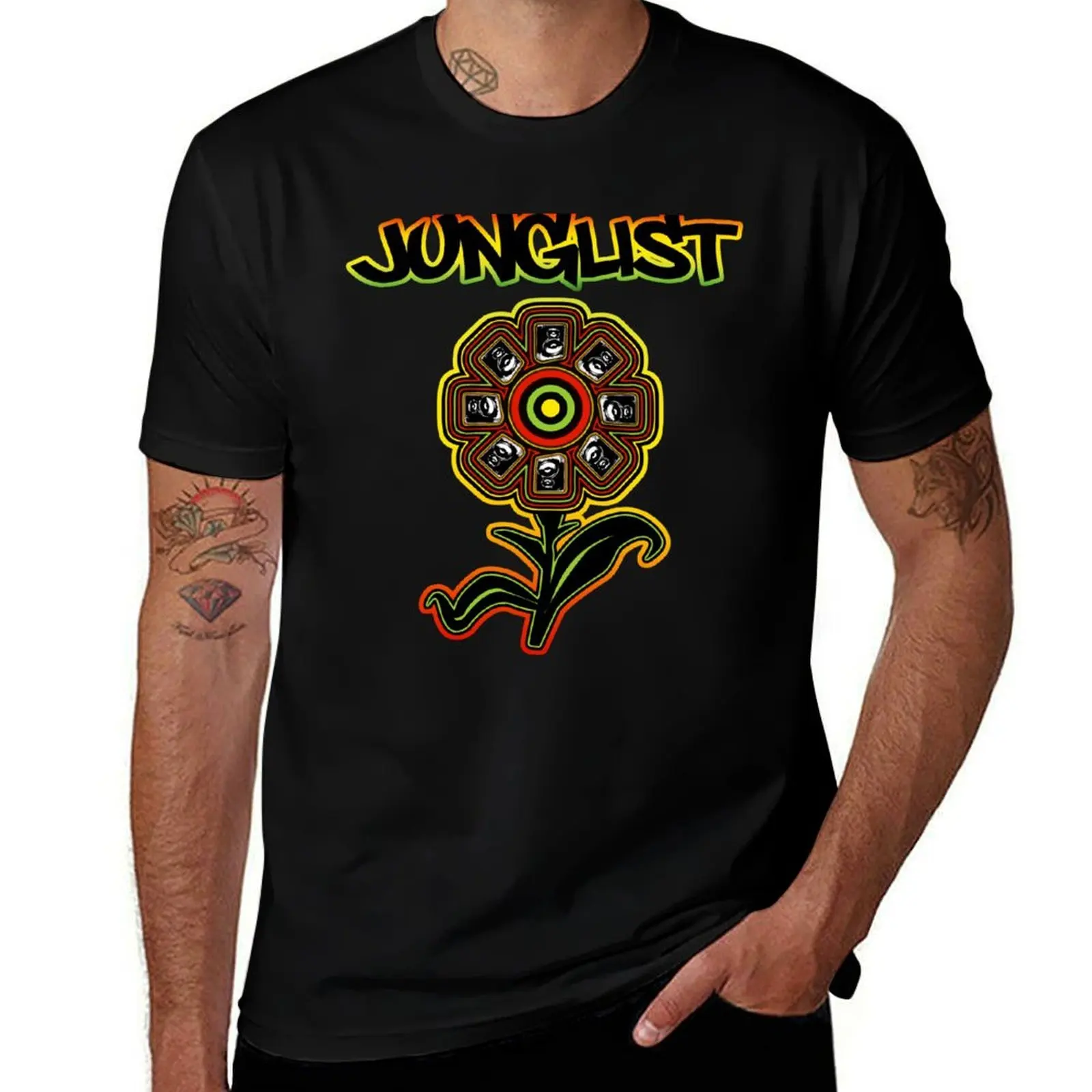 

Junglist-BassFlower T-Shirt cotton t shirts man 100% funny t shirts cotton man t shirt heavy cotton T-Shirt