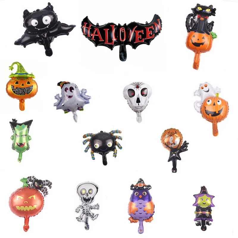 25 Stück Mini Halloween Kürbis-Geist-Folienballons Fledermaus Totenkopf Kürbis Luftballons Kinder Horror Halloween Nacht Party Dekorationen – Detail 3