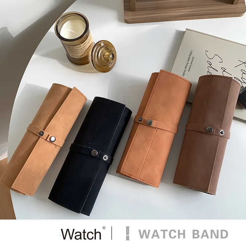 Luxury Vintage Watch Strap Roll Travel Case Frosted Leather Personalised Display Box 5 Slots Wrist Watches Jewelry Storage Pouch