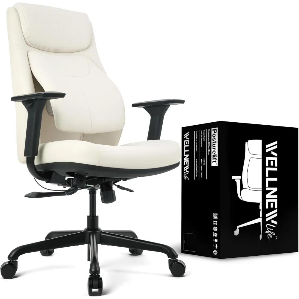 

Ergonomic Office Chair. Patented Lumbar Support for Posture and Lower Back Pain. Comfortable Vegan Leather