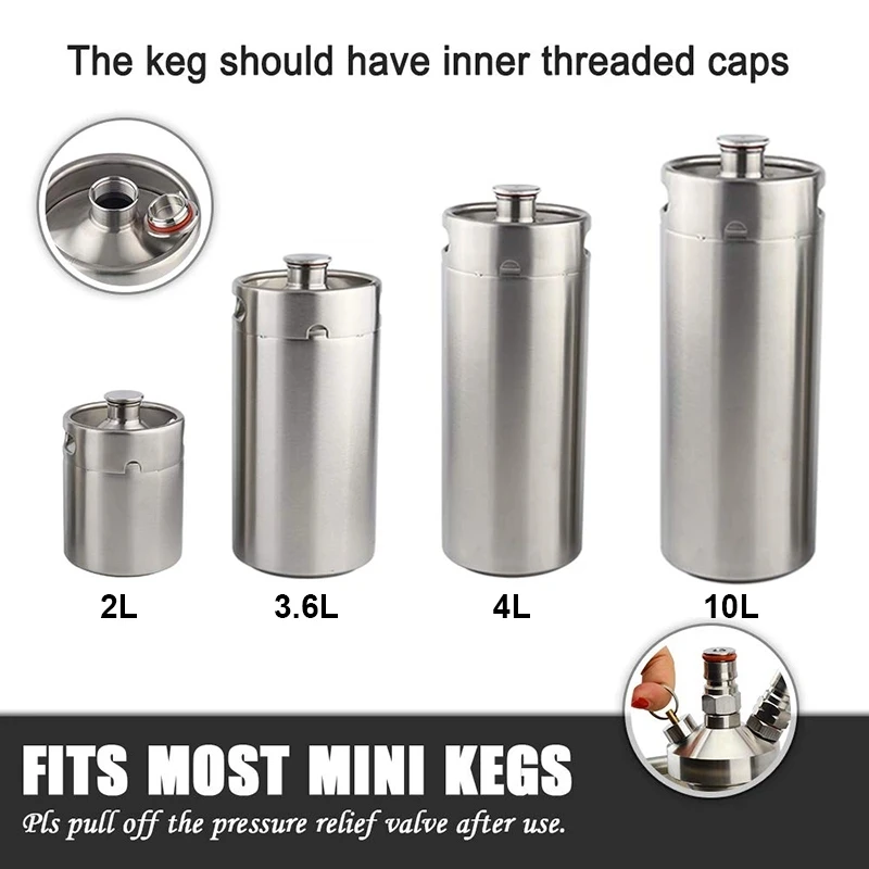 Mini Keg Spear,Beer Growler Dispenser,Stainless Steel Spear Compatible With 2/3.6/4/5/8/10L Mini Keg