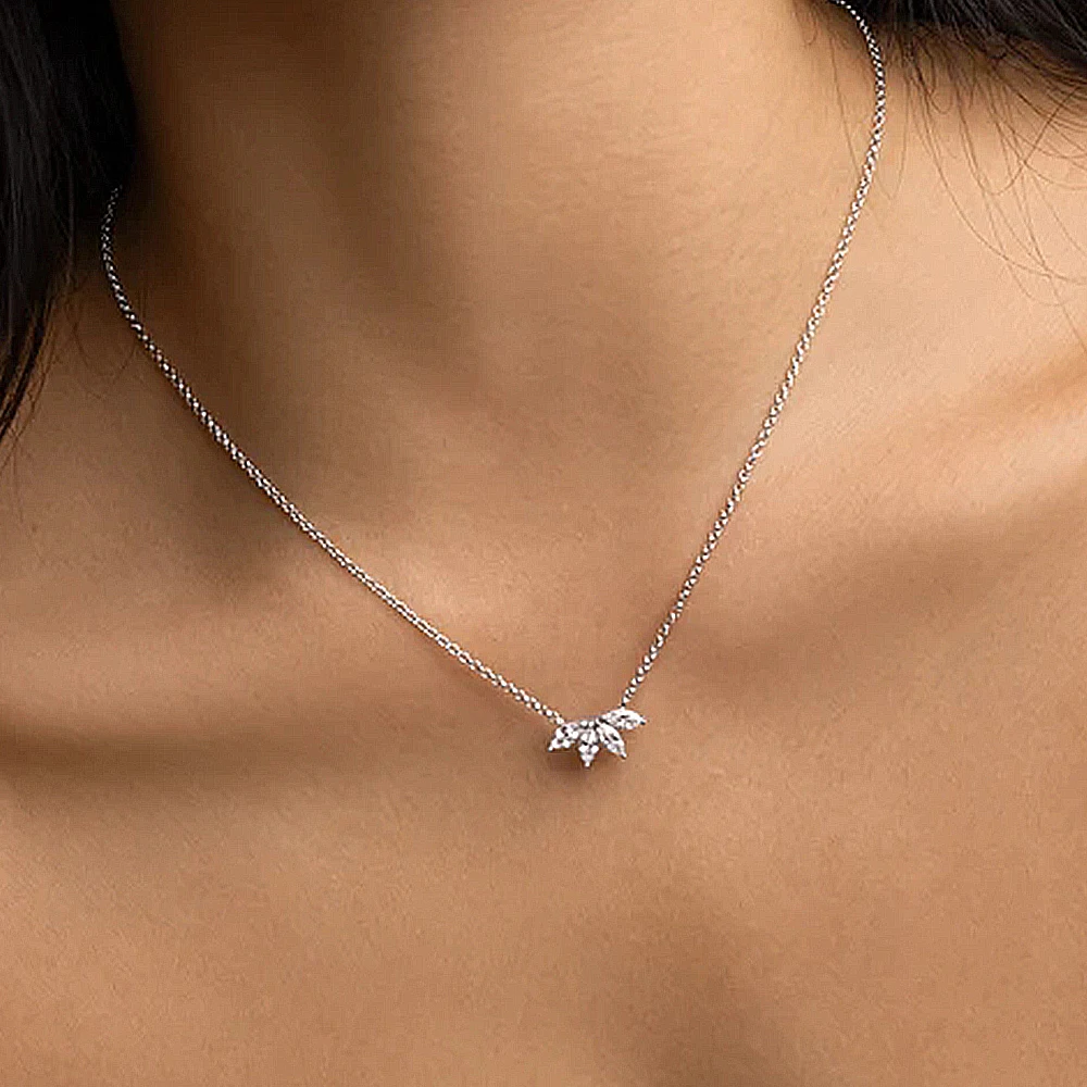 CANNER 925 Steling Silver Petal Purple Zircon Pendant Ladies Clavicle Chain Necklaces for Women Wedding Engagement Fine Jewelry