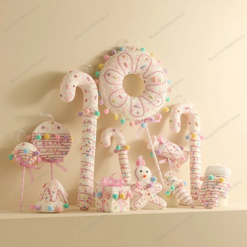 For Christmas Ornaments Colored Canes Gingerbread Man Candy Gift Pack Christmas Tree Decoration Pendant Pendant