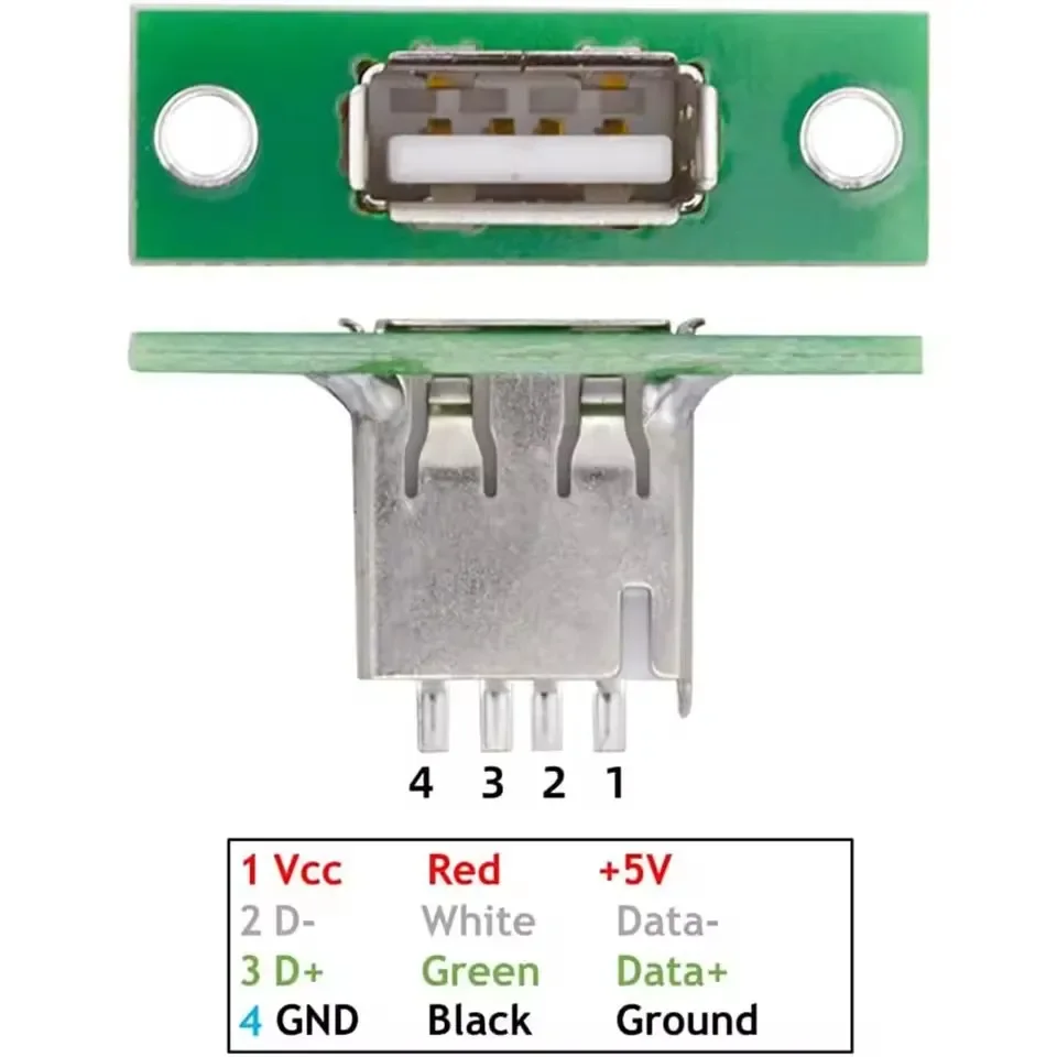 1/10 Stück USB-Ladeanschluss zur Panelmontage mit festem Platinenanschluss zur Reparatur, USB 2.0 Ladeanschlussbuchse – Detail 3
