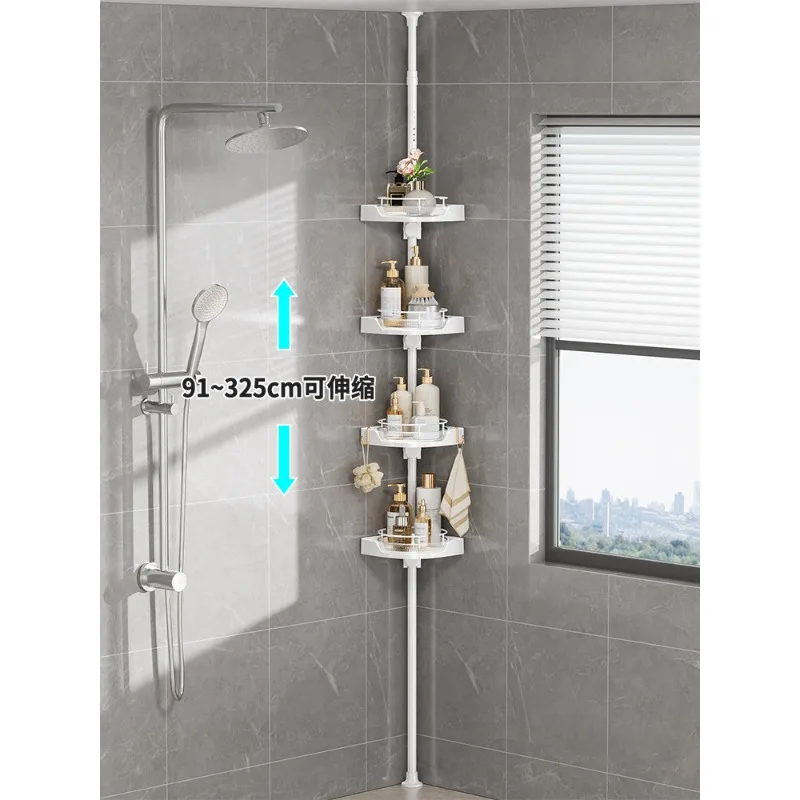 

Telescopic Corner Shower Caddy - No-Drill Rotatable Bathroom Shelf Floor-to-Ceiling Storage Rack