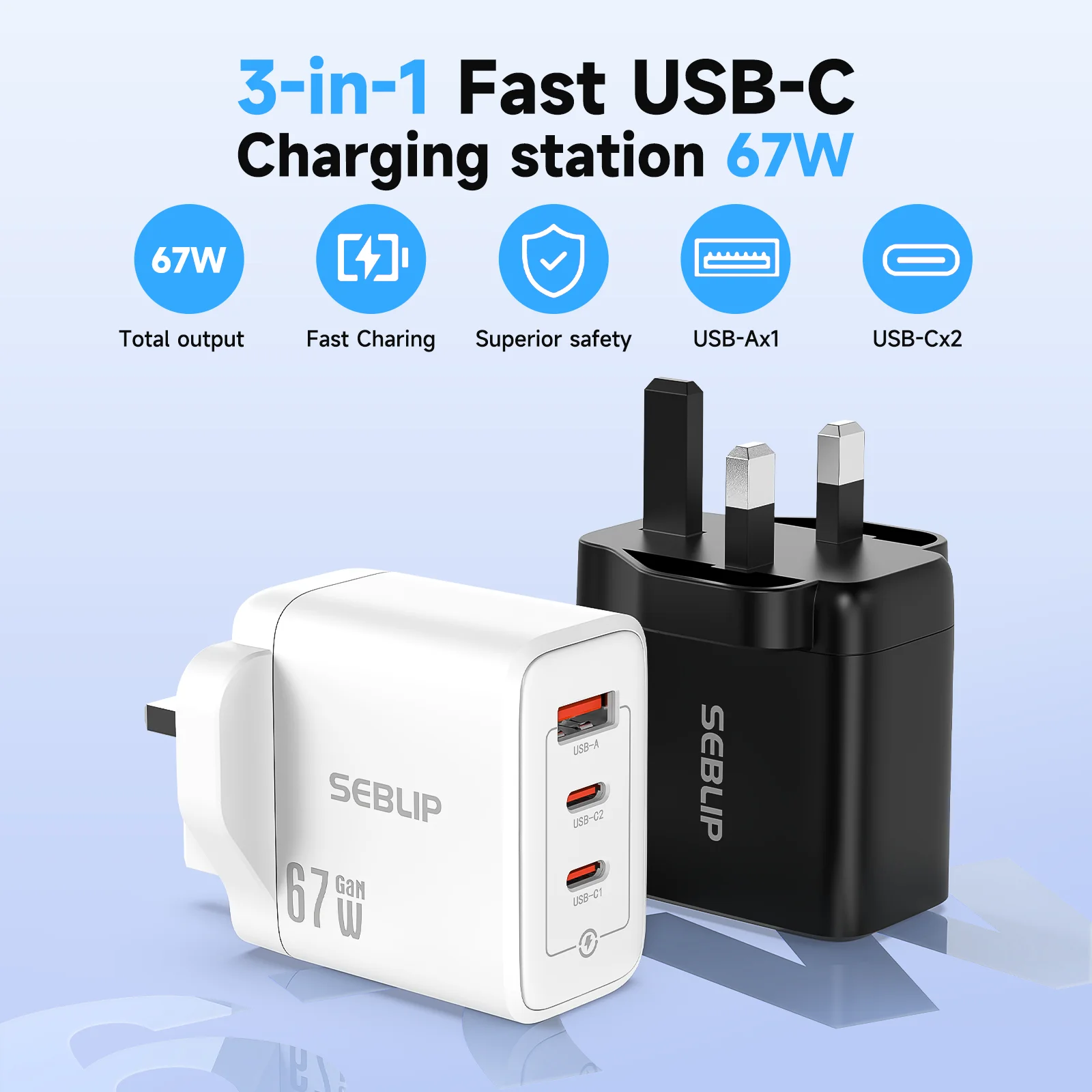 Seblip 67W Gan USB-…