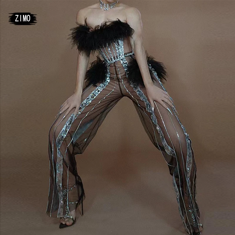 اسحب الملكة ازياء موضة الترتر الأسود حجر الراين حللا النساء منظور تظهر الأداء القطب الرقص ملهى ليلي حفلة DS