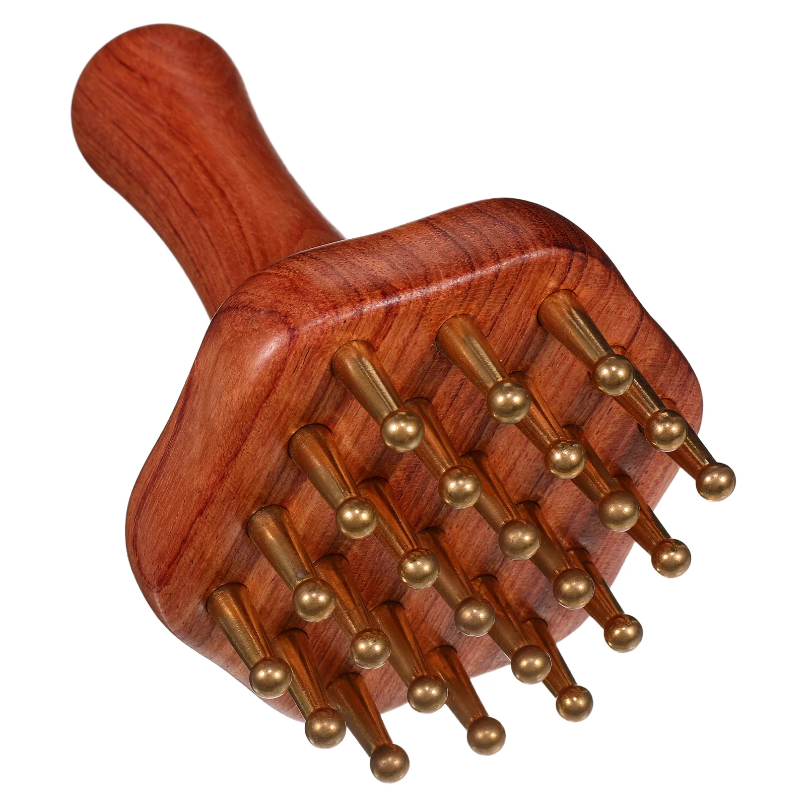 

Ручная латунная массажная щетка с меридианом, деревянная ручка, многофункциональный массажер для кожи головы, спины, ног, точек давления, релаксация, здоровье