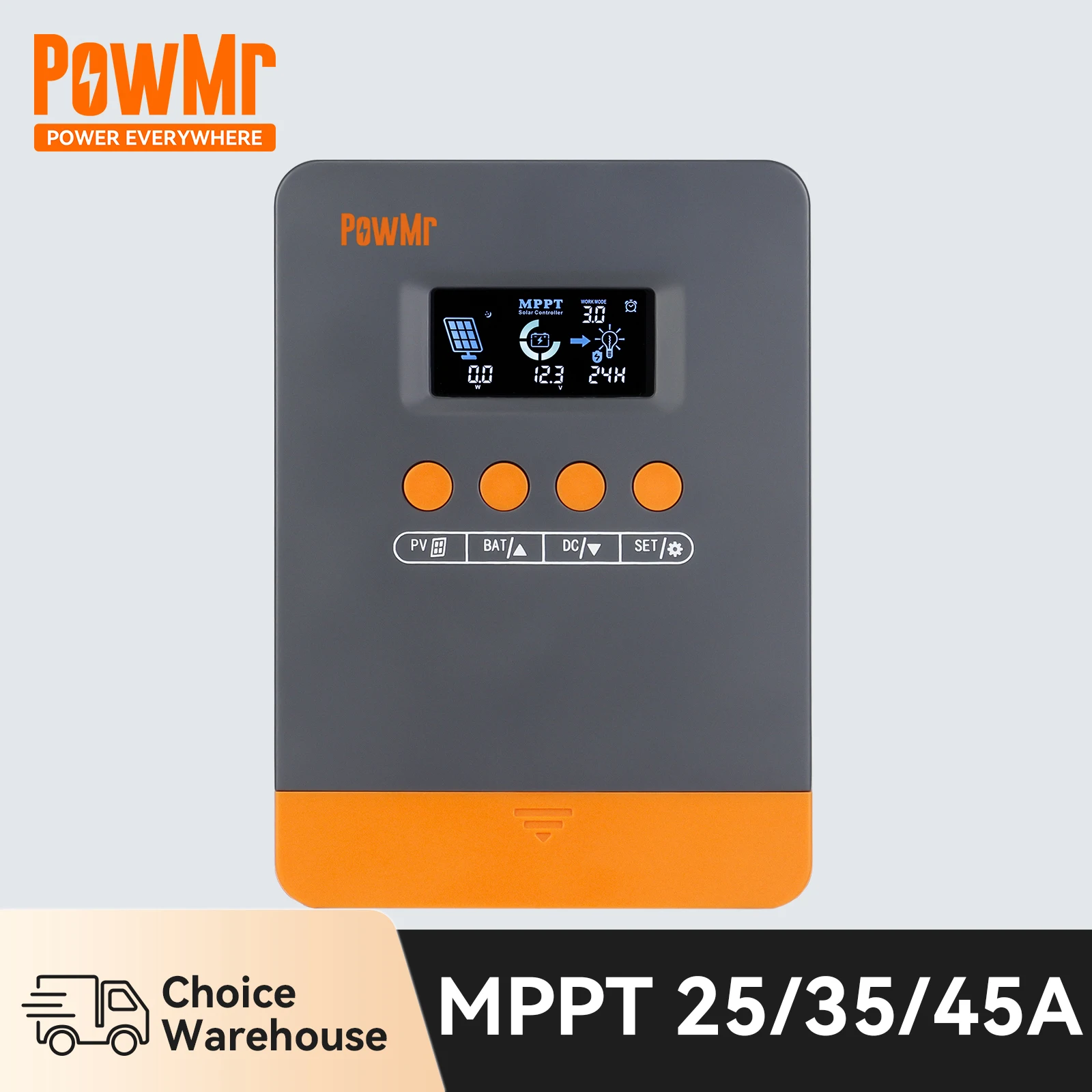 

PowMr MPPT 25A 35A 45A Контроллер заряда солнечной батареи 12 В 24 В Регулятор солнечной батареи Работает с литиевой прожекторной герметичной батареей LiFePO4