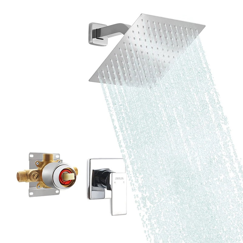 Bathroom Rainfall Shower System with 10 inch Shower Faucets Fixture Combo Set Wall Mounted Shower Fixtures Set Chrome