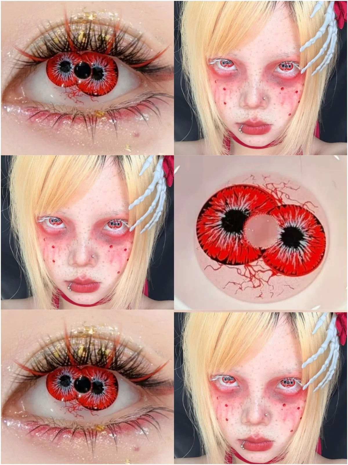 Visuashow Horror-Dämonenaugen Farbige Kontaktlinsen für Halbjahresgebrauch Kleine Pupillen Anime Cosplay Kontaktlinsen für Halloween-Make-up
