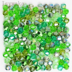 Isywaka Green Multicolor 100pcs 4mm Crystal Beads Bicone Stone Jewelry Findings Tassel Lariat Earring Glass Quartz Accessories