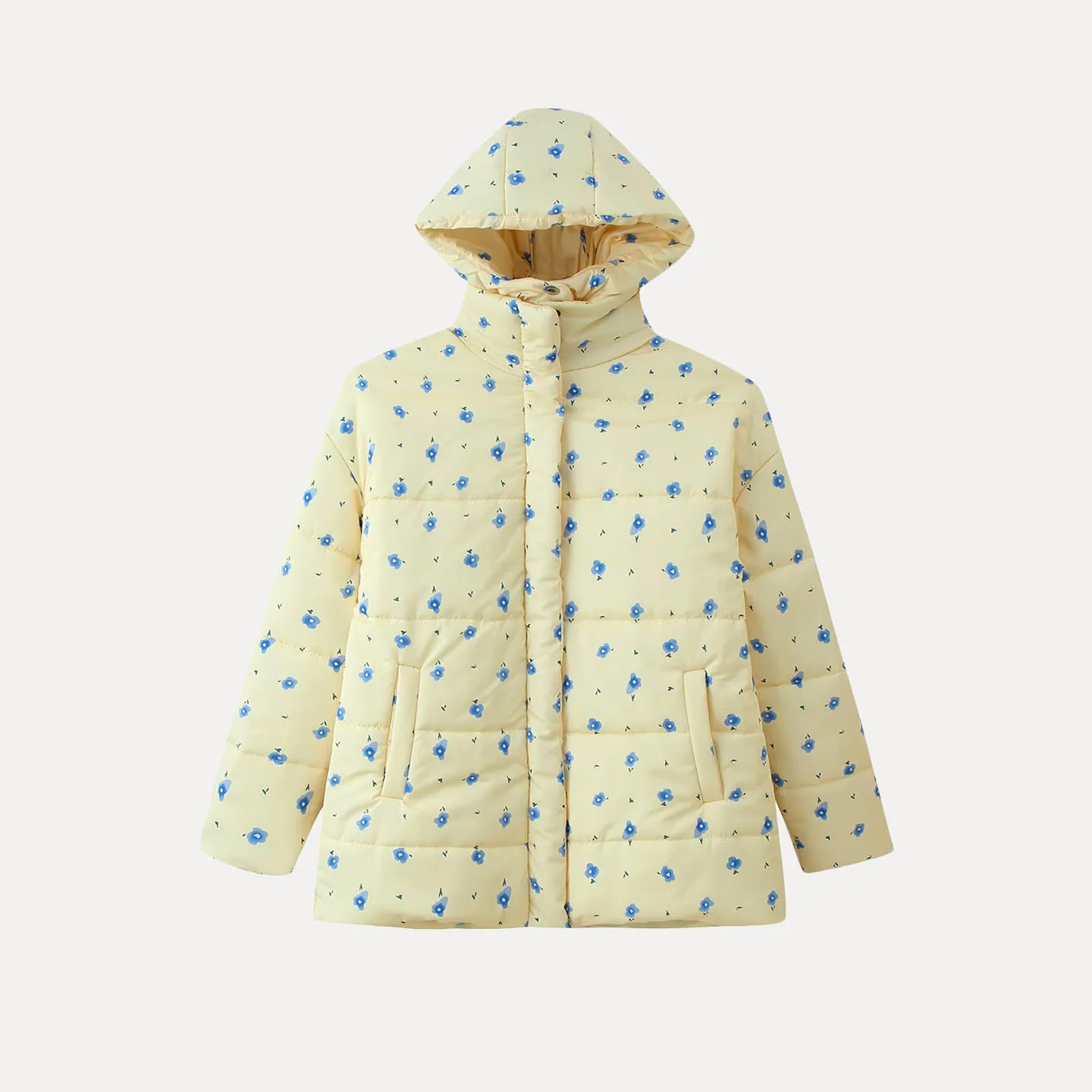 

2025 Autumn New Arrival Women's Faionable Tee-Color Hooded Floral Print Jaet Sweet Sle Cotton Coat Long Sve Zipper