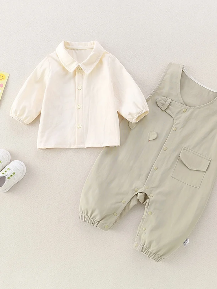 

Spring 2026 Baby Rer Casual Two-Piece Set Boys All-Matchable Spring Season Comfortable Cotton Overalls Trendy Outfit